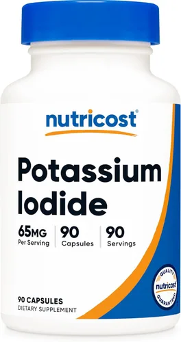 Nutricost Yoduro de potasio (KI), 90 cápsulas, 65 mg de yoduro de potasio por porción, vegetariano, sin OMG y sin gluten