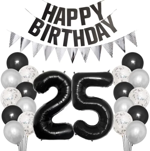 Miniatura 11 de Juego de decoraciones de fiesta de cumpleaños número 15 para niñas, niños, mujeres y hombres, pancarta negra con letras de feliz cumpleaños