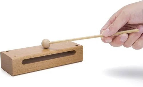 Miniatura 2 de Instrumento musical de bloque de madera con mazo Bloques de ritmo de percusión de madera maciza