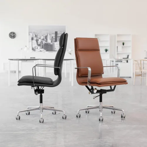 Miniatura 2 de Laura Davidson Furniture Lexi II - Silla de oficina acolchada, silla de escritorio con respaldo alto y reposabrazos de aluminio, disponibilidad