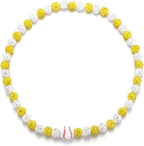 Miniatura 34 de SKQIR Collar de Cuentas de Béisbol para Hombres Bling Accesorios de Goteo de Béisbol con Diamantes de Imitación Brillantes para Hombres Colección