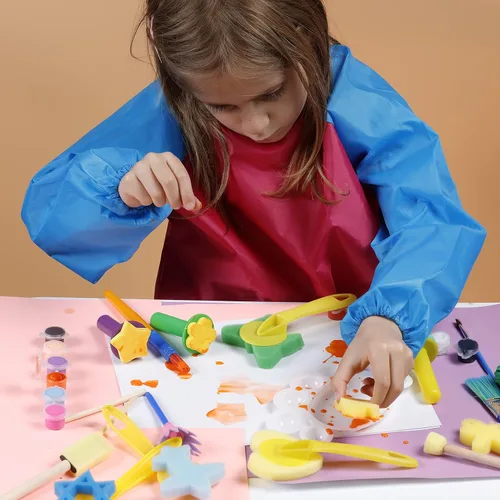 Miniatura 4 de Incraftables Juego de pintura de dedos lavable para niños, 65 piezas, pintura lavable no tóxica para niños pequeños, incluye delantal, esponjas