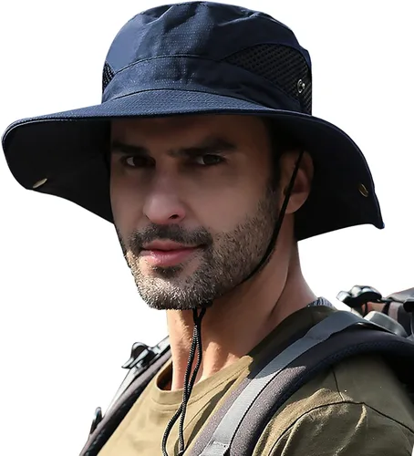 Miniatura 9 de Sun Hats for Men Women UPF 50+ Wide Brim Bucket Hat Waterproof Packable Cowboy Hat for Fishing Beach Safari Gardening Golf