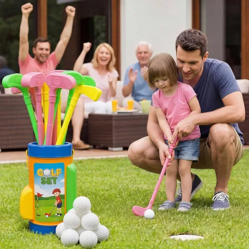 Miniatura 3 de Juego de 24 palos de golf de plástico para niños pequeños, regalos de fiesta de cumpleaños de golf, clubes y pelotas para niños, niños pequeños