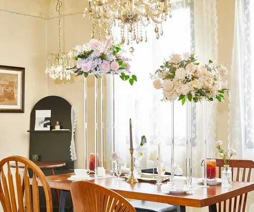 Miniatura 2 de 2 piezas de jarrones de acrílico transparente para mesas de boda, elevadores de flores de 31.5 pulgadas para columnas de exhibición, soporte