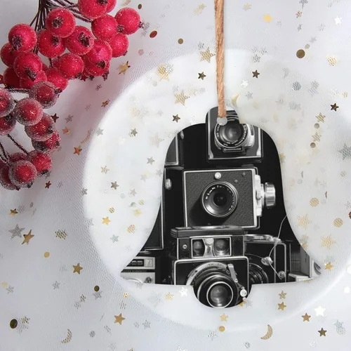 Miniatura 3 de Christmas Wooden Ornaments Retro Cool Camera Collection Xmas Tree Hanging Bell Shape Christmas Hanging Decoration for New Year Holiday Party Decor 2