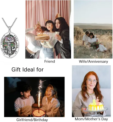 Miniatura 147 de Collar de plata de ley 925 con medalla de San Patrón, colgante de protección católica, amuleto, joyería religiosa para hombres y mujeres