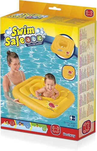 Miniatura 4 de Bestway Flotador inflable para niños pequeños Flotador inflable cuadrado de 3 anillos para bebés de 24 a 36 meses, amarillo