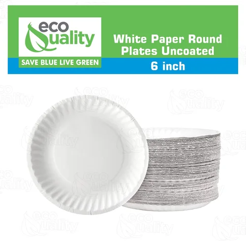 Miniatura 5 de EcoQuality Platos de papel desechables blancos de 6 pulgadas, sin revestimiento, pequeños, platos de papel blanco desechables para todos los días