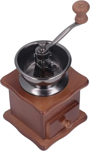 Miniatura 9 de Oumefar Molinillo de café manual, fácil de operar, molinillo de café manual, base de madera retro, núcleo de acero inoxidable, ajustable