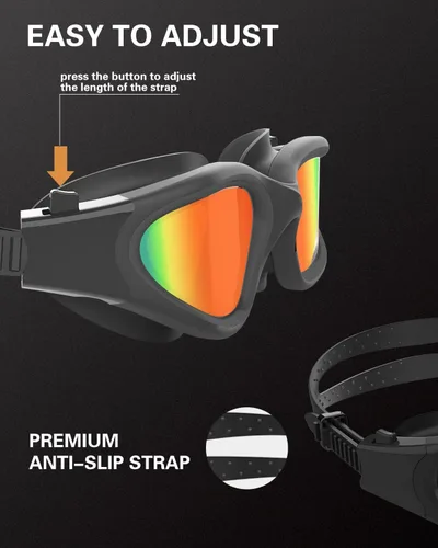 Miniatura 7 de Gafas de natación polarizadas, gafas de natación para hombres, mujeres y adultos, protección antivaho y UV Polarizado + rojo espejo