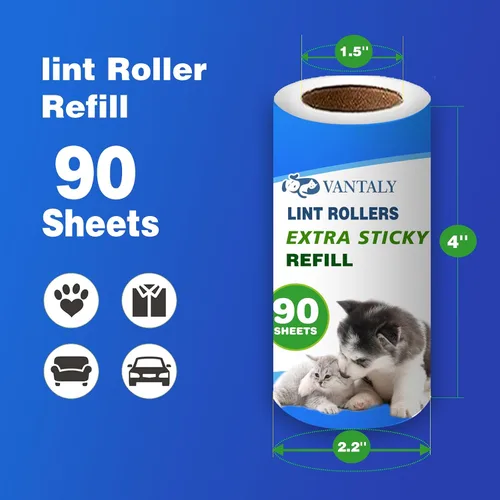 Miniatura 4 de Juego de 900 hojas de rodillo extra pegajoso para depilación de mascotas y ropa, removedor de pelusa de perros y gatos, paquete de 10