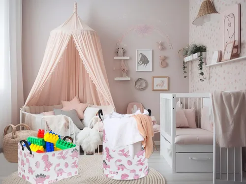 Miniatura 5 de Cestas rectangulares rosas, cesta de dinosaurio, bonita cesta organizadora para habitación de los niños, decoración de dinosaurios, ropa, caja