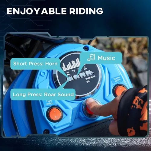 Miniatura 6 de Aosom Bicicleta Eléctrica de Tierra con Acelerador de Puño Giratorio, 24V 350W Motocicleta Eléctrica Todoterreno, Hasta 15 MPH con Freno, Bocina Azul