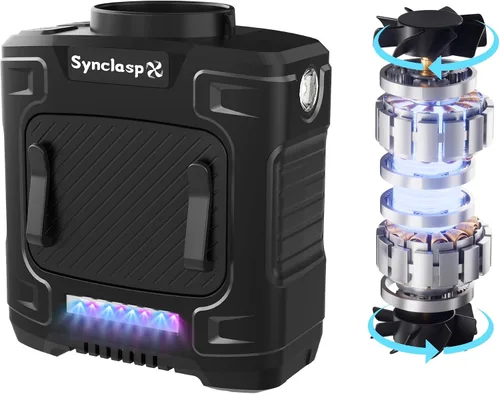 Miniatura 12 de Ventilador de cintura, ventilador recargable de clip de cinturón de 10000 mAh, flujo de aire turbo de 59 pies/s, 18500 rpm, 6 velocidades, hasta 35