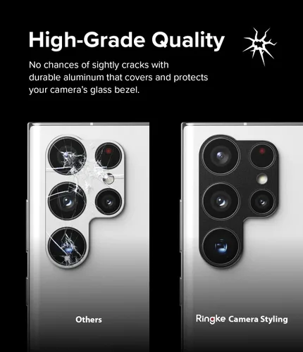 Miniatura 3 de Ringke Estilo de cámara compatible con Samsung Galaxy S22 Ultra 5G Protector de lente de cámara, marco de aluminio, adhesivo protector resistente
