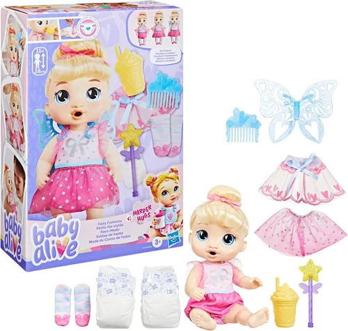 Miniatura 12 de Muñeca Baby Alive Fairy Fashions Harper Hugs con ropa y accesorios, pelo rubio, 11 pulgadas, juguetes para niños, a partir de 3 años