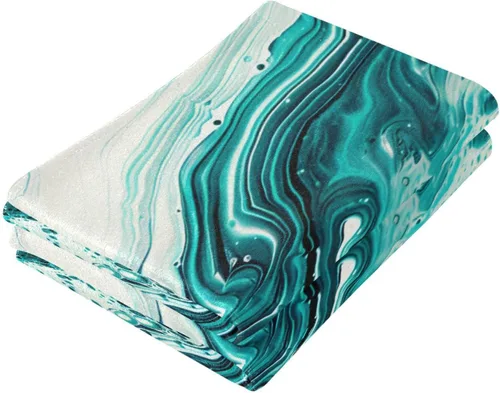 Miniatura 3 de ALAZA Juego de 2 toallas de mano de ágata dorada, suaves y absorbentes, decorativas, para baño, gimnasio, hotel, spa, 28 x 14 pulgadas