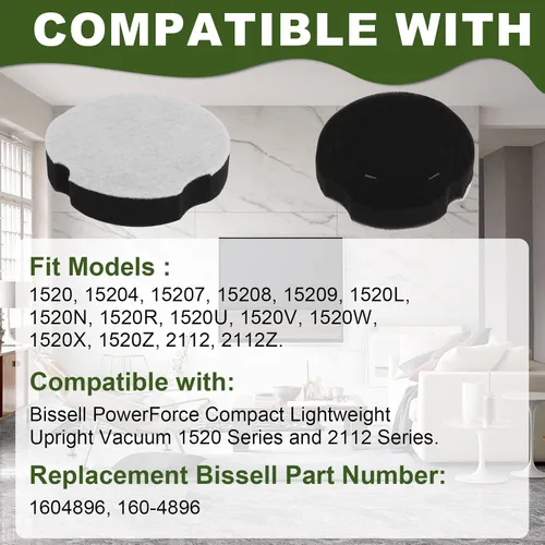 Miniatura 2 de Filtro de repuesto compatible con Biss-ell PowerForce Compact Lightweight Vertical 1520 2112 Series Cleanview Compact Turbo 3508 3437F, repuesto
