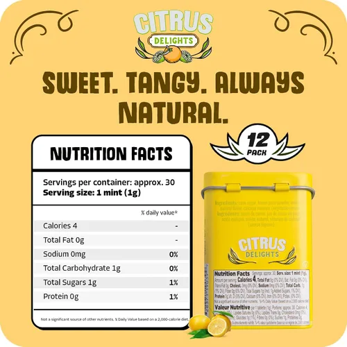 Miniatura 2 de Citrus Delights Meyer Lemon Candy – 30 unidades (paquete de 12) Pastillas de caramelo duro de cítricos naturales Vegano, sin gluten, certificado
