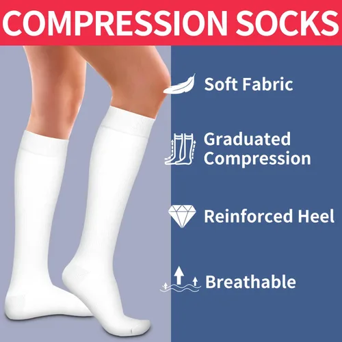 Miniatura 24 de Laite Hebe 4 pares de calcetines de compresión para mujeres y hombres, el mejor apoyo para enfermeras, correr, atletismo