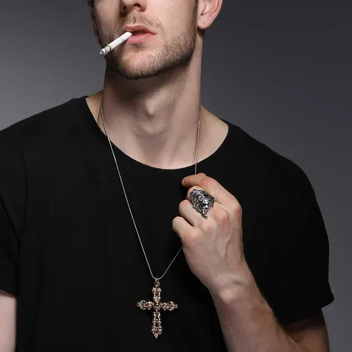 Miniatura 4 de Hannya Mask Ring Japanese Jewelry Mens Big Statement Biker Cool Devil Rings