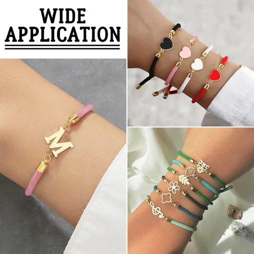 Miniatura 7 de 10 piezas de pulseras de cordón de nylon torcido para hacer joyas ajustables con deslizadores con accesorios de latón dorado para accesorios