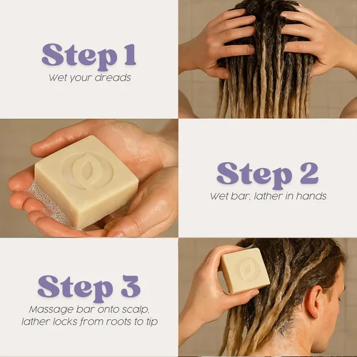 Miniatura 8 de Vegan Loc Shampoo Bar – Champú clarificador de rastas de lavanda sin residuos, hecho para el cuidado del cabello de las rastas