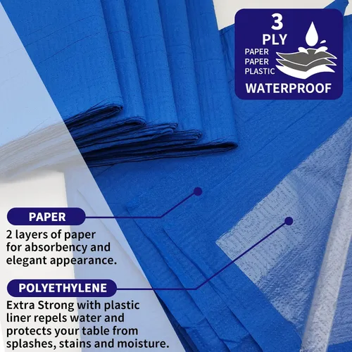 Miniatura 7 de Paquete de 6 manteles de papel, color rojo, paquete de 6 unidades, azul, papel de 3 capas y plástico, 54 x 108 pulgadas, mantel rectangular