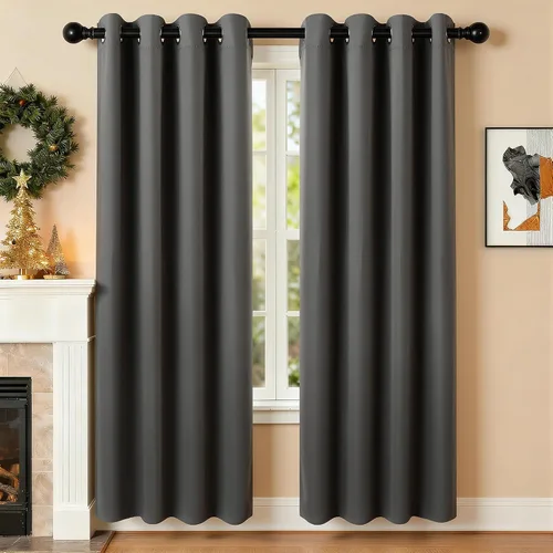 Miniatura 16 de Cortinas de oscurecimiento de habitación de 45 pulgadas de largo para dormitorio y sala de estar, cortinas térmicas aislantes con ojales
