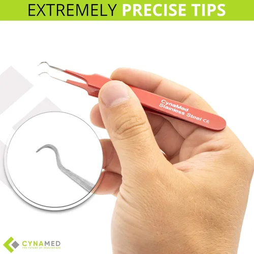 Miniatura 4 de Pinzas para puntos negros, extractor de comedia quirúrgica y astillas con punta de acero curvada, herramienta ideal para eliminar manchas y acné