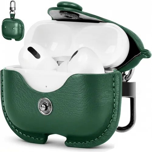 Funda de cuero para AirPods Pro 2/1 | Una pieza linda funda para iPod AirPods Pro 2 generación para hombres y mujeres | con llavero (verde)