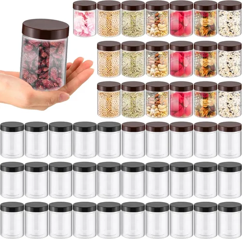 Miniatura 9 de Mifoci 50 tarros de plástico transparente de 5.4 onzas, tarros de boca ancha para almacenamiento de alimentos para cocina, alimentos secos