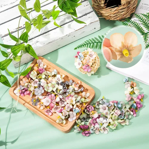 Miniatura 4 de Juexica Mini flores para manualidades, pequeñas flores de seda, margaritas artificiales, pequeñas cabezas de flores falsas a granel