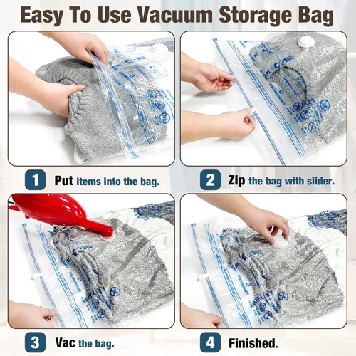 Miniatura 3 de HIBAG Bolsas de Almacenamiento al Vacío con Sellado, 10 Bolsas Jumbo Ahorradoras de Espacio con Sellador al Vacío para Ropa, Edredones, Mantas, Ropa