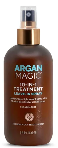 Argan Magic Tratamiento capilar 10 en 1 y estilizador multiusos sin enjuague en aerosol para todo tipo de cabello, fabricado en Estados Unidos, sin