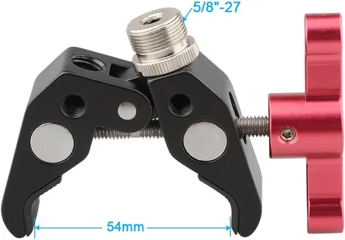 Miniatura 2 de CAMVATE Super Clamp - 1673 - Pinza de alicates de cangrejo con tornillo de conversión de 1/4 a 5/8 pulgadas (mango en T rojo)