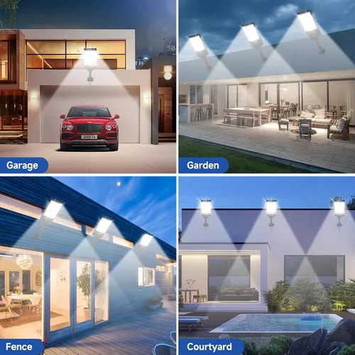 Miniatura 6 de Luces solares de calle para exteriores, luces solares impermeables con sensor de movimiento y control remoto, luz de inundación de 6500K