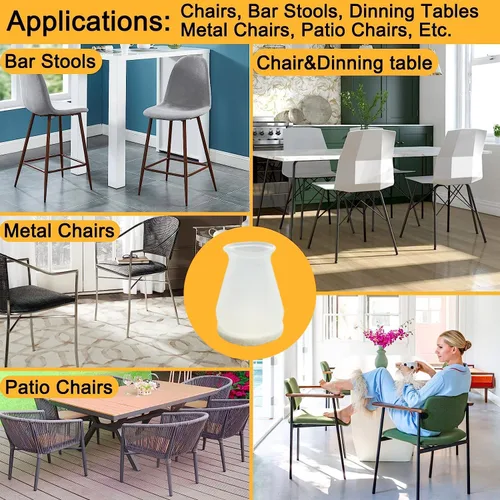 Miniatura 5 de Protectores de suelo de silicona extra pequeños para patas de silla con fieltro, se ajustan de 19/32 a 15/16 pulgadas, tapas de silicona para patas