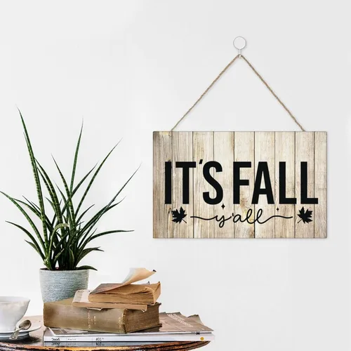 Miniatura 6 de Letrero de madera con texto en inglés "Its Fall Yall", decoración rústica para colgar en la puerta de otoño, decoración de porche para el hogar
