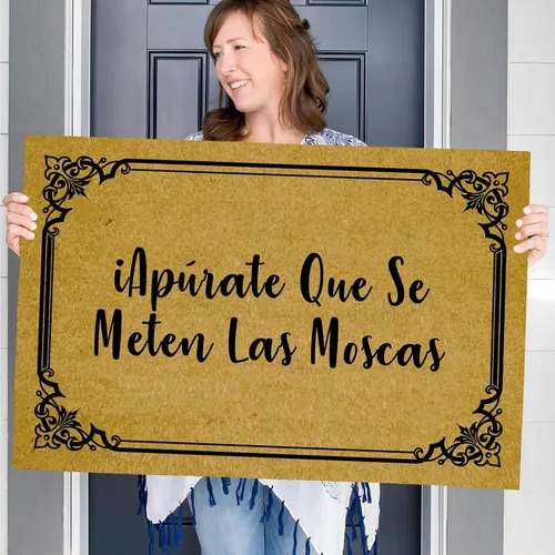 Miniatura 6 de Felpudo grande de verano para puerta delantera, entrada al aire libre, divertido, Apura Que Se Meten Las Moscas Felices Felicitudes de Feliz Navidad