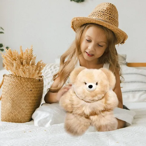 Miniatura 3 de Oso de Peluche de Alpaca Bebé Suave y Tierno - 9 pulgadas. Animal de Peluche de Alpaca Premium Hecho a Mano con Piel Auténtica de Alpaca. Lindo Oso