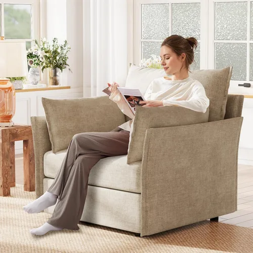 Miniatura 9 de ABCASA Silla de Acento de Gran Tamaño, Sillón Moderno Tapizado con Respaldo Extraíble y Funda Desmontable, Asiento de 24.5 Pulgadas de Profundidad