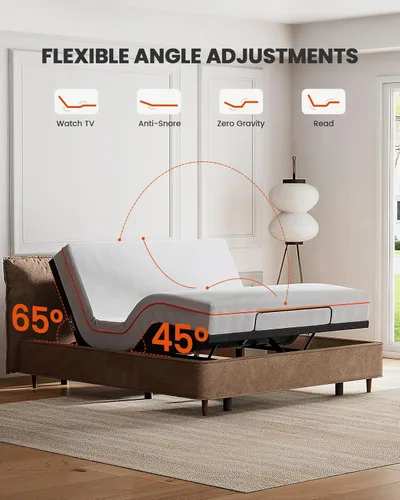 Miniatura 2 de AMADA HOMEFURNISHING Base de cama ajustable con masaje, base de cama ajustable individual XL controlada por aplicación con 4 puertos USB y luz LED