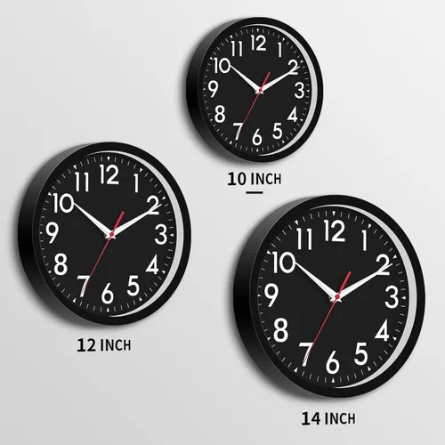 Miniatura 3 de DAXSMY - Reloj de pared negro de 10 pulgadas, funciona con pilas, simple, silencioso, sin tictac, analógico, decorativo para cocina, baño
