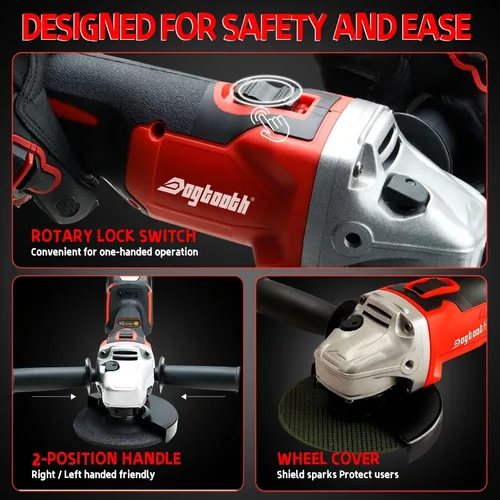 Miniatura 6 de DOGTOOTH Kit de amoladora angular inalámbrica sin escobillas de 21 V, 4-1/2'' pulgadas, máximo 10000 RPM, compatible con batería Makita de 18 V, 1