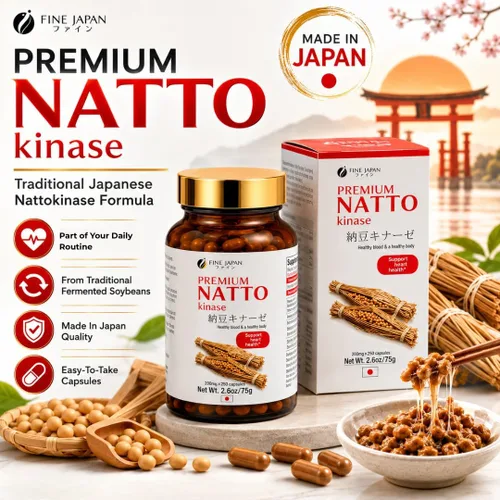 Miniatura 2 de FINE JAPAN Natto Kinase Tablets 250mg, enzima de soja fermentada, 300 tabletas, sin gluten, fabricado en Japón