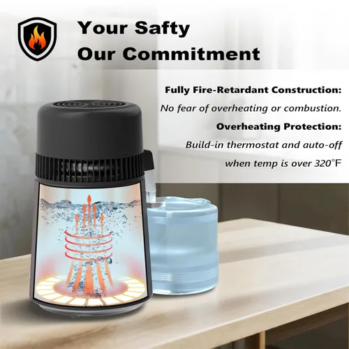 Miniatura 4 de ROVSUN - Destilador de agua de 1.1 galones/4L, máquina de agua destilada para encimera con recipiente libre de BPA, purificador de agua destilada