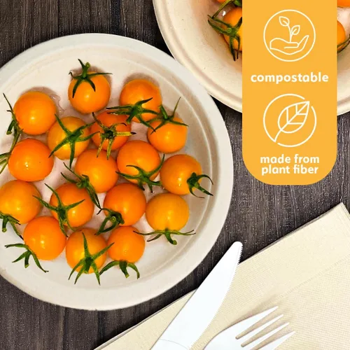 Miniatura 4 de Platos de papel desechables 100% compostables a granel [6 pulgadas 1000 paquetes], platos de bambú, ecológicos, biodegradables, resistentes platos