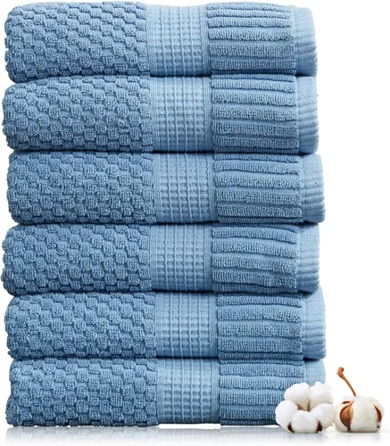 Miniatura 31 de NY Loft Juego de 4 toallas de baño 100% algodón, supersuaves y absorbentes, de secado rápido, 30 x 52 pulgadas, algodón texturizado y duradero